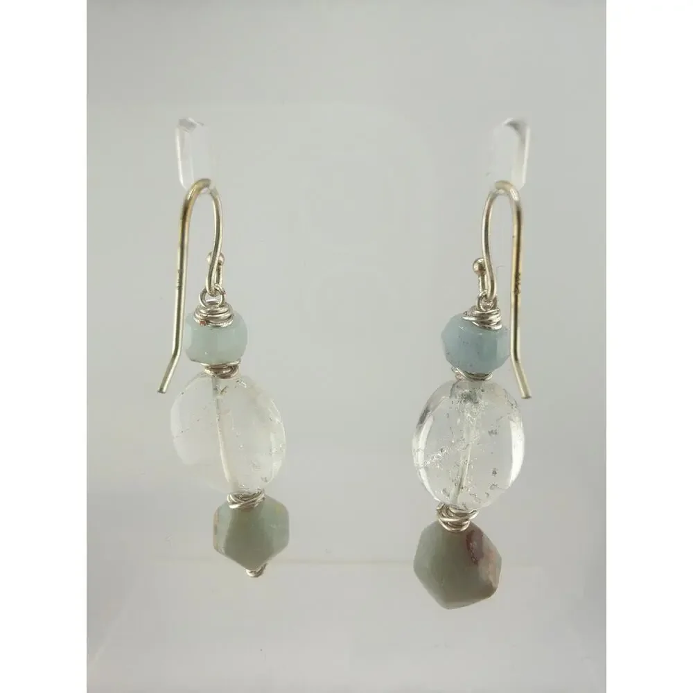Handmade Green Jasper and Clear Quartz Statement Necklace and Earring Set